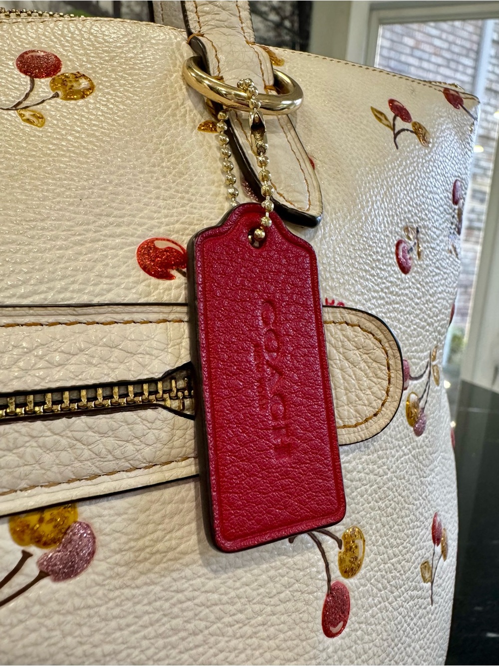 🍒COACH City Tote in Glitter Cherry Print Pebbled Leather (Style 27502) - Picture 3 of 16